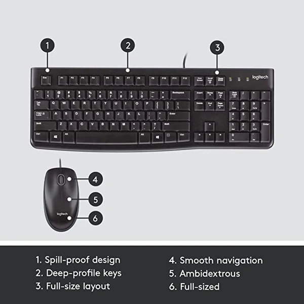 Logitech MK120 Wired Keyboard and Mouse Combo – Full-Size Wired Keyboard 5