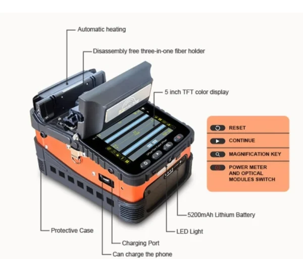 Signal Fire AI-6 Fusion Splicer – 6 Motor Core Alignment Splicing Machine | 8s Splicing, 18s Heating, VFL & OPM Functions | 200+ Splices Per Charge 2