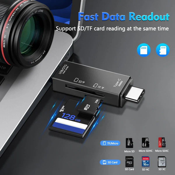INSPIRE 6-in-1 Card Reader – USB 3.0, USB-C, Micro USB, OTG Compatible 3