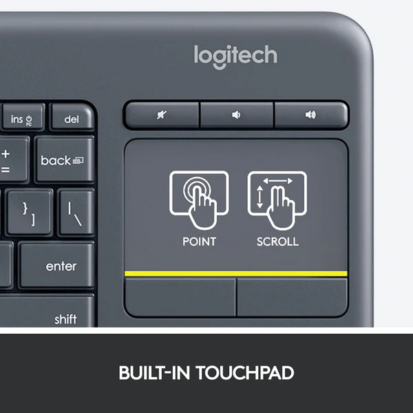 Logitech K400 Plus Wireless Touch TV Keyboard – Built-in Touchpad, Media Controls 4