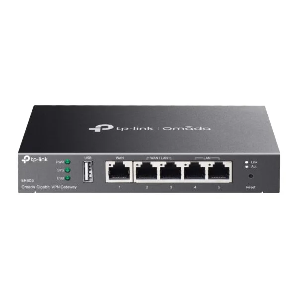 TP-Link ER605 Omada Gigabit VPN Router with 1 gigabit WAN and 2 gigabit WAN/LAN ports