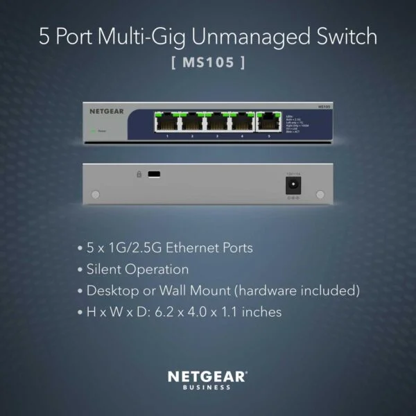 NETGEAR (MS105) 5-Port Multi-Gigabit (2.5G) Ethernet Unmanaged Switch 2