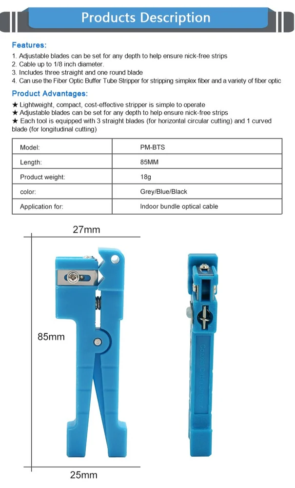 Fiber Optic Cable Stripper with Adjustable Blades Coaxial Stripper  4