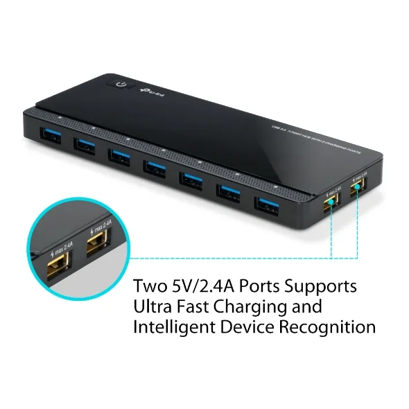 TP-Link UH720 USB 3.0 7-Port Hub – 2 Smart Charging Ports, High-Speed Data Transfer, External Power Adapter, Plug & Play 2