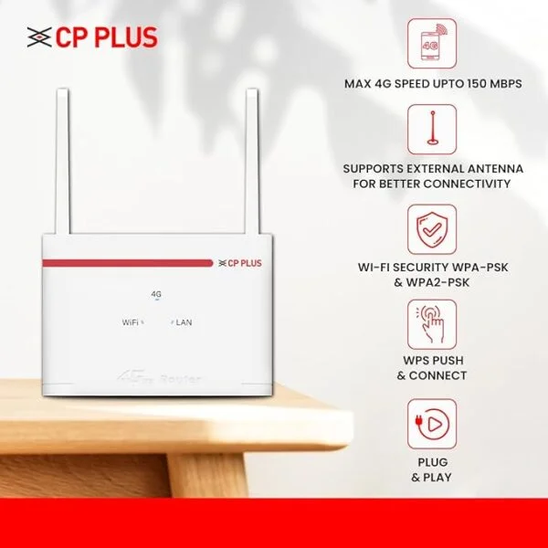CP PLUS CP-XR-DE21-S 4G LTE Router with Dual Antenna, 2.4GHz Wi-Fi, WPS/Reset Button, FDD/TDD-LTE/WCDMA Support 2