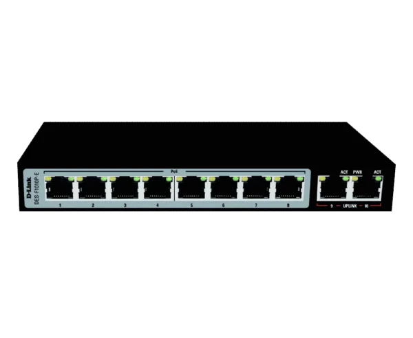 D-Link DES-F1010P-E 8 + 2 1000Mbps 250m PoE Switch DES-F1010P-E 2