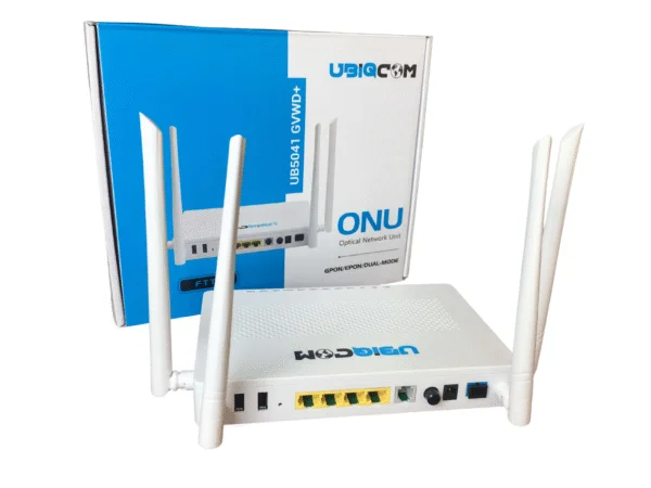 UBIQCOM UB5041 GVWD+ XPON Dual Band Router | 1GE + 3FE + 1 POTS + 2 USB | Dual-Mode FTTH ONT with Mediatek Chipset