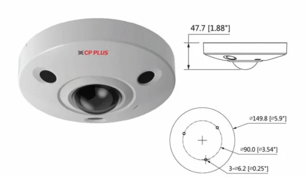 CP PLUS 4K 8MP HDCVI IR Fisheye CCTV Camera (CP-UVC-EC4K08L2C-D) – 360° Panoramic View, 15M Night Vision, WDR, Indoor/Outdoor 2