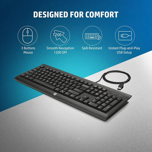 HP C2500 Wired Keyboard and Mouse Combo – Full-Size Spill-Resistant Keyboard 3