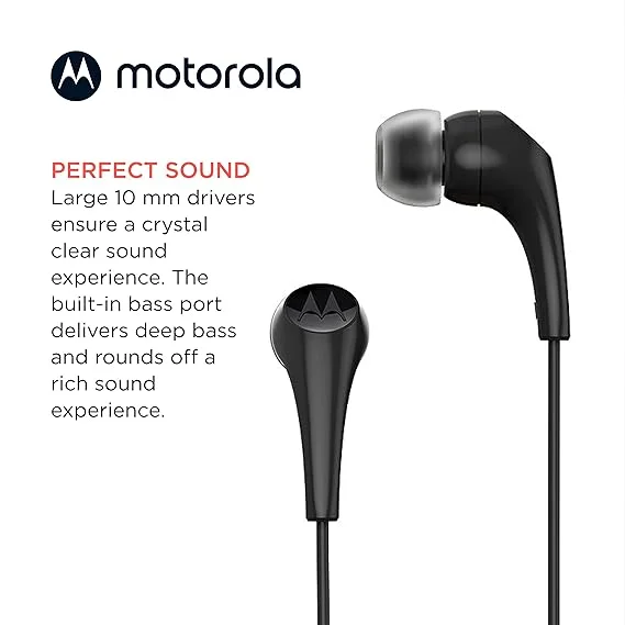 Motorola Wired Earbuds with Microphone – Earbuds 2-S Corded in-Ear Headphones, Control Button for Calls/Music, Comfortable Lightweight Silicone Ear Buds, Clear Bass Sound, Noise Isolation 5